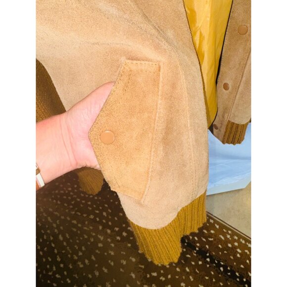 Vintage Altman Of Dallas Suede Knit Jacket 46 (XL) Beige Wool Blend Chore Coat - Picture 7 of 12